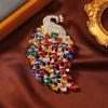 Vintage Crystal Peacock grande broche cem pássaros voltados para Phoenix casaco feminino acessórios casaco Phoenix pin animal terno acessórios