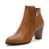 Botines de tobillo con cremallera para mujer transfronterizos europeos y americanos en stock, acabado desgastado, tacón grueso, 25 modelos nuevos, venta al por mayor de fabricante, AliExpress, venta al por mayor lateral, tallas grandes