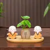 Miniatura de monje estilo Zen, Huaiyuan, un adorno de escritorio para salas de estar, salas de té y entradas de estilo chino o vitrinas de vino