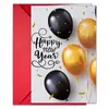 Set de Tarjeta de Felicitación y Sobre con Globos Negro y Dorado de Año Nuevo, Tarjetas de Bendición Festiva, Decoración Romántica, Esenciales para Regalar, Pedido Mínimo de 10 Juegos