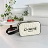 Bolso Clásico de Rombos Blanco y Negro, Bolso de Maquillaje de PU a la Moda, Venta al por Mayor Transfronteriza, Bolso Pequeño de Estilo Sofisticado