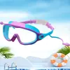 Gafas de natación para niños, Marco grande, Alta definición, Impermeables, Antiniebla, Tapones para los oídos de silicona integrados, Unisex, Gafas de natación transfronterizas
