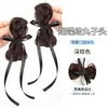 Pinza para el pelo de plumas de pollo con pelo sintético integrado, moños dobles de cinta para chica vivaz, peluca de moño esponjoso natural