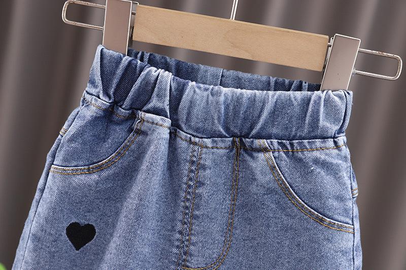 立领娃娃衬+黑桃心牛仔