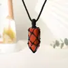 Colgante Prismático Hexagonal de Cuarzo Rosa Blanco Natural para Hombres Mujeres Parejas Colgante de Collar de Piedra Cruda Adorno Joyería Regalo Venta al por Mayor