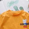Traje de verano para niños color sólido letra caricatura estampado algodón camiseta manga corta + shorts de mezclilla conjunto de dos piezas para niños y niñas