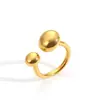 Elegante acero inoxidable dorado tamaño de apertura forma de anillo de bola alto sentido sentido de la moda personalidad Joker venta al por mayor