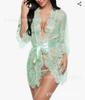 2026 Estilo Europeo y Americano Kimono Sexy de Encaje Bata Atuendo para Muñeca Lencería Malla Camisón S-5XL