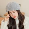 Sombrero de felpa estilo coreano para mujer, otoño e invierno, sombrero de calabaza, sombrero de pintor vintage, boina cálida de piel de conejo, boina británica