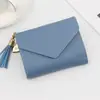 Nova moda carteira feminina curta tripla, porta-moedas simples com franja, bolsa de mão, porta-cartões, porta-moedas, bolsa de mão