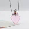 Collar con Colgante de Botella de Aceite Esencial de Vidrio Transparente en Forma de Corazón, Colgante de Botella de Fragancia, Collar Sencillo de Acero de Titanio, Regalo para Amigos y Parejas