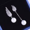 Adecuado para Rostro Redondo Rostro Cuadrado Pendientes Adelgazantes Pendientes Asimétricos Distintivos de Plata de Ley 925 Pendientes Largos con Borla de Perla para Mujeres