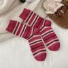 Calcetines de Algodón Rayados Bloque de Color Otoño e Invierno, Calcetines de Algodón Cálidos, Calcetines Estilo Japonés Personalizados Retro, Calcetines para Mujer Absorbentes de Sudor y Transpirables