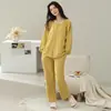 Pijama feminino de outono, nova coleção 2026, cardigã de mistura de seda e caxemira de manga longa, roupa de casa casual e simples para outono e inverno
