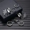 Conjunto de Anillos de Piedra Lunar de Diseño Minimalista Más Vendido Transfronterizo, Anillo Cuadrado de Diamante Negro, Joyería de Turquesa Apilable Estilo Europeo y Americano