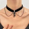 Collar de Franela Negra Nuevo Transfronterizo Femenino Ins Europeo y Americano Creativo Serpiente Flor Collar Lazo Collar Corto