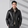Chaqueta de Piel Sintética para Hombre 2026 Otoño/Invierno Cuello Desmontable de Lana de Cordero Top para Hombres Jóvenes y de Edad Media, Abrigo Espeso y Cálido