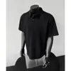 2025 Popular Camada de Ar Desconstruída Costura Tecnologia de Gelo Secagem Rápida Manga Curta Camiseta Masculina Verão Marca de Moda Americana Camiseta para Homens