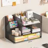 Organizador de Archivos Metálico para Escritorio Caja de Almacenamiento de Escritorio Multicapa Soporte para Libros Suministros de Oficina Estantería