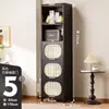 Cómoda Negra Estilo Vintage de Cinco Cajones Gabinete de Almacenamiento para Sala de Estar Dormitorio Gabinete de Almacenamiento Estantería Gabinete de Pasillo Gabinete Estrecho Alto Vertical Multicapa