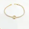 Retención de Color Fuerte Chapado en Oro 18K14K Nuevo Brazalete de Fila Única Incrustado con Circonita Joyería Simple Versátil Estilo Ins Europeo Americano para Mujer