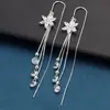 Novos Brincos Femininos de Luxo Leve 2024 Elegantes Versáteis Longos de Zircônia