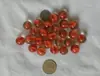 90 Peças 16mm contas de vidro transparentes vermelhas em forma de pétala 1,6cm flor vermelha de quatro pétalas 16mm bolinhas de gude de brinquedo nostálgicas 500g