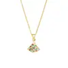 Collar de Oro Arena Vietnamita Lujo Ligero Forma de Abanico Falda Pequeña Hoja de Ginkgo Pendientes de Circonita para Mujer Joyería Transfronteriza de Color Duradero