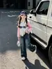 Conjunto de Roupa de Beisebol para Meninas 2026, Novo Conjunto de Duas Peças Casual Estilo Coreano de Jaqueta e Jeans de Perna Larga para Crianças Mais Velhas