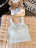 Camisola de Mujer con Diseño de Almohadilla en el Pecho para Uso Interior y Exterior, Top Básico de Verano con Sujetador Integrado en Forma de U Ropa Interior