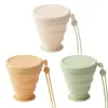 Taza de Agua Plegable Taza Portátil Taza para Enjuague Bucal Taza Telescópica Taza de Viaje de Silicona con Lazo Taza de Compresión para Viajes Exterior