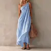 Vestido liso de estilo francés transfronterizo, nueva colección de ropa para mujer verano 2026, elegante vestido largo sin mangas con un solo hombro y fruncido