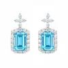 Pendientes de plata S925 con piedras preciosas de colores de moda, estilo cool para la oficina, pendientes de un solo diamante con corte esmeralda, pendientes de botella de perfume, transmisión en vivo