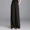 Pantalones casuales holgados de algodón y lino de cintura alta para mujer de 100 kg con cordón y cintura elástica, delgados de verano, nuevo estilo 2026, pantalones largos