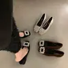 Venda Quente Estilo Francês Strass Sapatilhas Elegantes Femininas 2026 Novo Outono Bico Quadrado Confortáveis Sapatos para Ir ao Trabalho