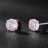 Pendientes de plata 999 pura con corte de fuegos artificiales degradados de color padparadscha para mujer, pendientes deslumbrantes de 6 mm de alta gama, pendientes para el cuidado de perforaciones, tachuelas para el cartílago de la oreja