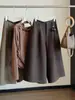 Estilo Old Money, tela cepillada, diseño patchwork, pantalón de traje 7/8 para mujer, nueva colección otoño 2026, de alta gama, casual, simple y versátil, pantalón de pierna ancha para el trabajo