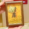 Popular Caja del Tesoro Dorada Marco de Fotos Adorno Feng Shui para Atraer Riqueza, Pequeño Lingote Cuenco del Tesoro, Soporte de Exhibición de Fortuna con Monedas de Oro, Regalo Coleccionable