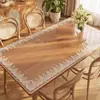 Mantel de mesa de vidrio suave semitransparente, mantel rectangular de encaje de PVC para mesa de centro, mantel aislante del calor, lavable, impermeable, a prueba de aceite