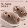 Chinelos de Capivara e chinelos de algodão para mulheres, novo modelo outono e inverno 2026, sapatos de algodão quentes antiderrapantes para casa para casais