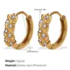Novos Brincos Redondos com Strass Micro-Incustado, Brincos, Formas Geométricas, Brincos Banhados a Ouro 18K em Aço Inoxidável, Joias para Orelhas
