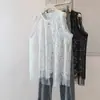 Blusa Elegante Feminina Plus Size Novo Estilo Coreano Patchwork de Renda Design Solto Moda Slimming
