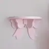 Decoração de quarto feminino, prateleira de parede, sem necessidade de furar, rosa, estilo japonês, suave e fofo, com design de laço
