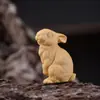 Sándalo Verde Tallado Mascota de Té Pájaro y Conejo Pequeños Adornos Sala de Estar Juguete Masculino Portátil Lindo Animal Mini Juguete de Mano