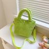 Bolso de Pana Street Style Gris Caqui Texturizado Bandolera Cruzada Bolso Sencillo Tipo Cubo