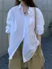 Camisa blanca de algodón minimalista de hilo importado peinado, 60 hilos, para ir al trabajo, holgada, manga larga, camisa con temperamento
