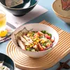 Bol de Ramen Japonés Bol Sombrero de Bambú Cerámica Hogareño Vajilla Grande Bol para Sopa de Fideos Bol para Fideos Caracol Bol para Fideos Instantáneos Horno de Microondas