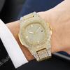 Hiphop Super Legal Hip Hop Relógio de Diamante Rap Masculino Quartzo Pulseira Calendário Gypsophila Pulseira de Aço Relógio Totalmente de Diamante Atacado