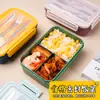 Lonchera de Plástico con Compartimentos para Estudiantes con Tenedor, Cuchara, Palillos, Lonchera Bento para Oficinistas, Lonchera Portátil Sellada para Adultos, Regalo