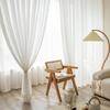 Cortina de gasa de hilo blanco simple personalizada, cortina de gasa suave para balcón, ventana salediza de tul, pantalla de gasa blanca, producto terminado